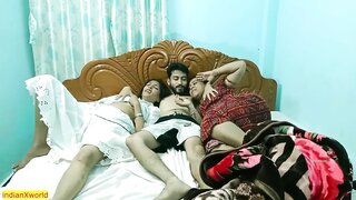 Amateur Indian MILF enjoys hot group sex with young couple